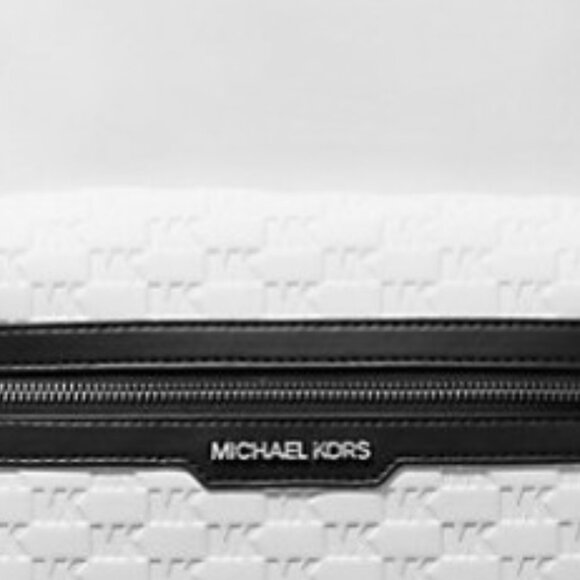 Michael Kors $548 retail Bright White & Black Cooper Logo Embossed Backpack NWT - Picture 5 of 16